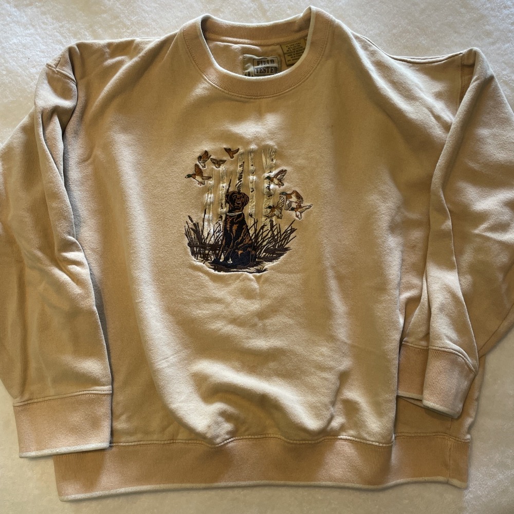 Vintage Field Tested Outdoor Life Mallard Duck Stitched Sweatshirt Wildlife